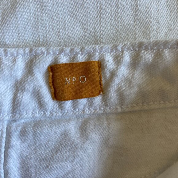 White Button-Front Frayed Hem Denim Mini Skirt By Anthropologie Minimalist S - Picture 7 of 8